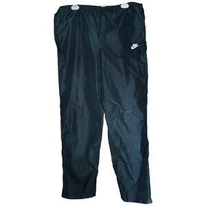 Nike Vintage 90s Men's Nylon Windbreaker Track Pants Zip Cuff Pockets Black Sz L
